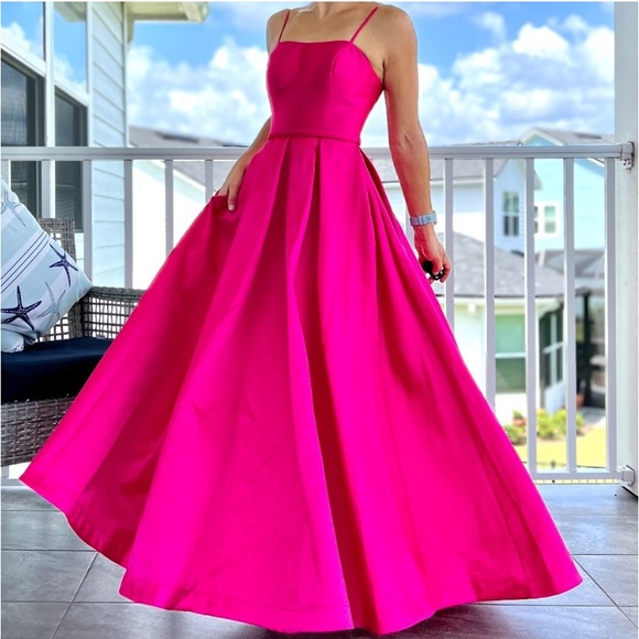 Bee Darlin Pink Maxi Dress Size 0 Pockets Formal Prom Barbie - Picture 10 of 14